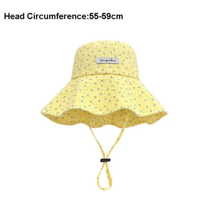 New Floral Plaid Fisherman Hat Large Brim Adjustable Sunshade Hat