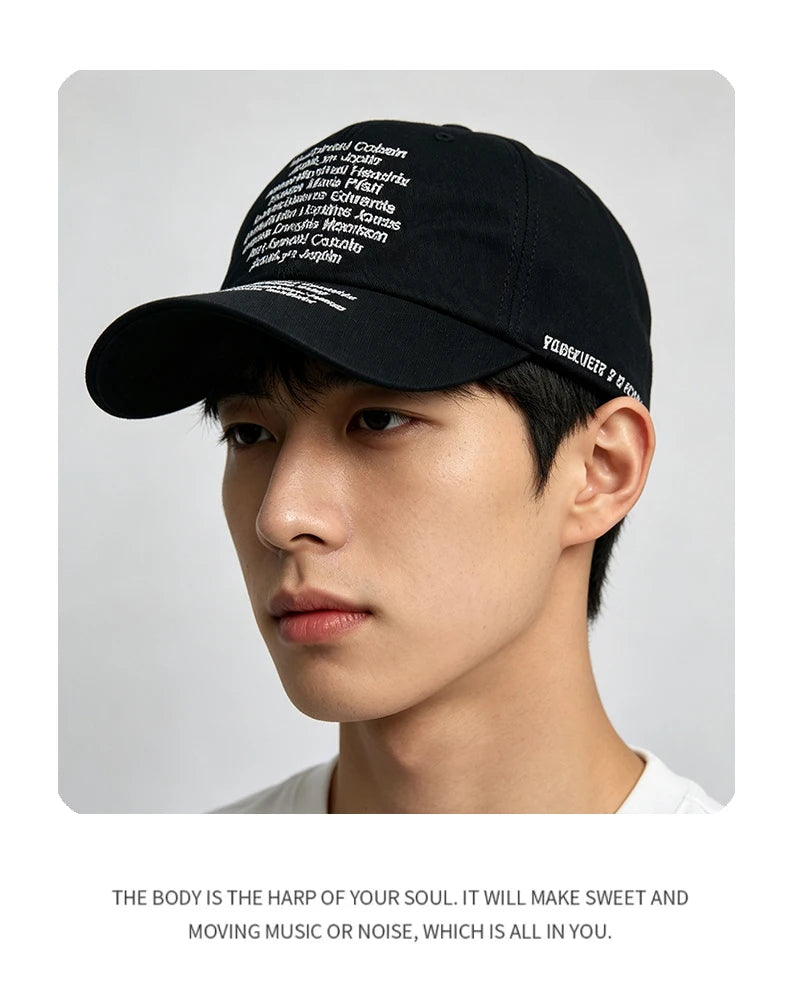 Korean Letter Embroidery Baseball Cap Unisex Retro Peaked Caps Fashionable Outdoor Simple Ins Design