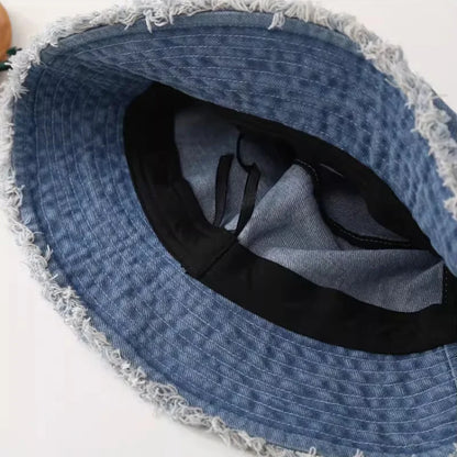 Simple Washed Fisherman Hat, Versatile Denim Bucket Hat