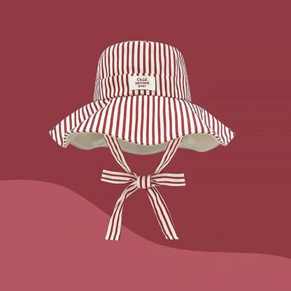 Fashion UV Protection Bucket Hat Striped Wide Brim Fishermen Cap