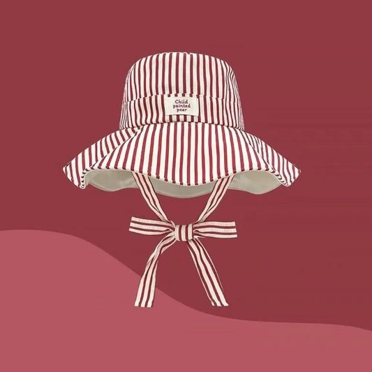 Fashion UV Protection Bucket Hat Striped Wide Brim Fishermen Cap