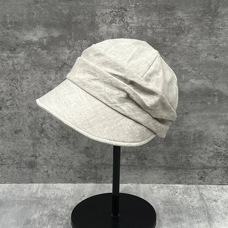 Slouchy Newsboy Cap Linen Summer Cap Casual Women Sun Cap