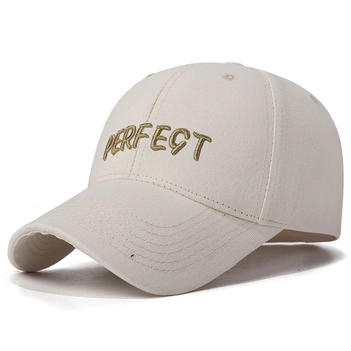 Cotton Black Letters Gold Thread Embroidery Baseball Cap