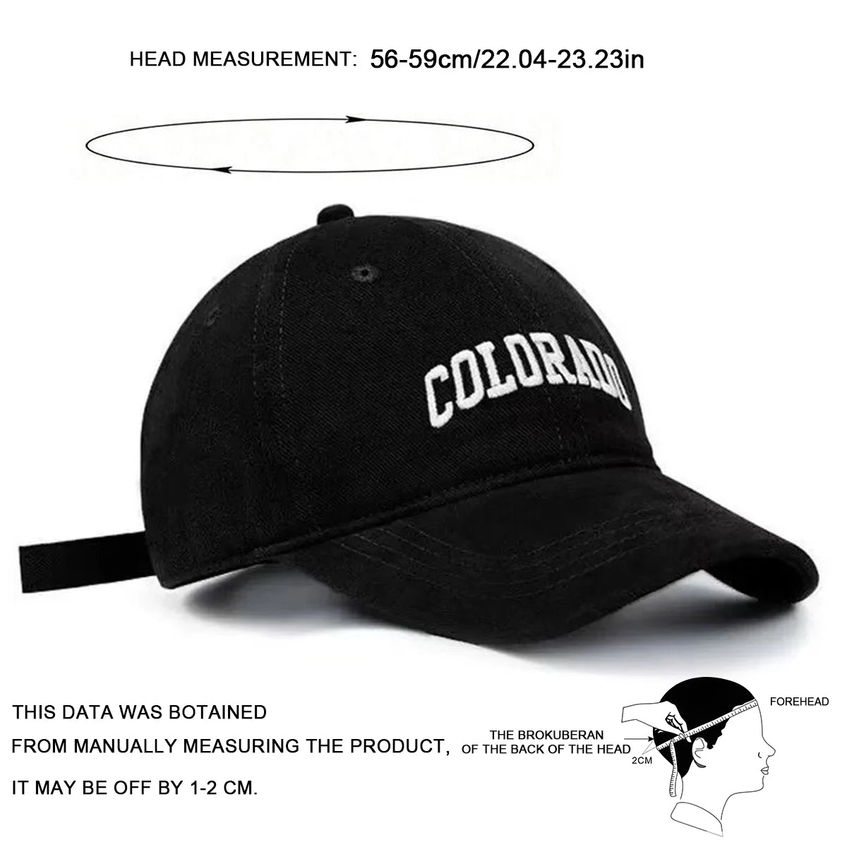 Unisex Colorado Letter Embroidery Baseball Caps Spring Autumn