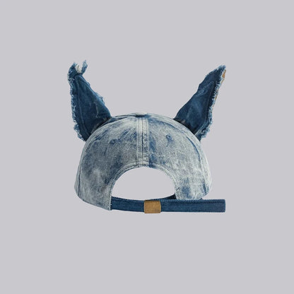 Wasteland Wind Doberman Ears Denim Baseball Cap Women's Personality Y2k