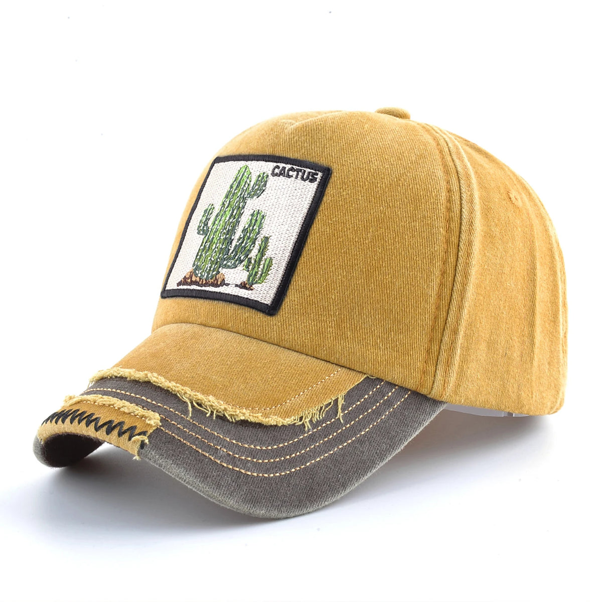 Vintage Denim Baseball Cap With Embroidery Animals
