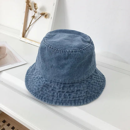 Large Brimmed Denim Fisherman Hat for Men and Women in Spring and Summer