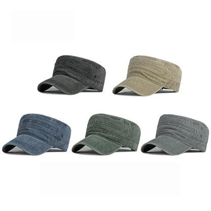 Spring Summer Short Brim Army Hat Men Women Outdoor Retro Washed Cotton