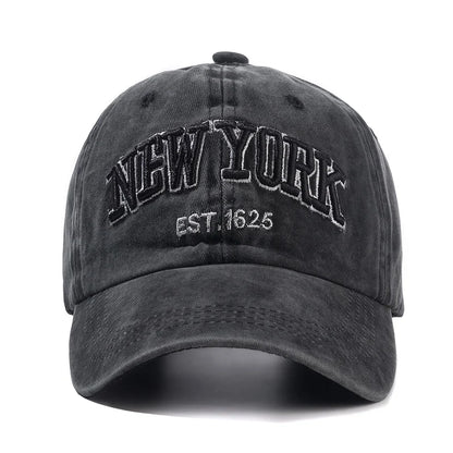New York Washed Cotton Cap For Men Women