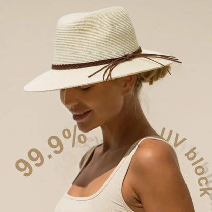 Women Men Wide Brim Straw Panama Hat