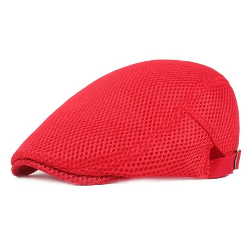 Summer Mesh Newsboy Style Peaked Cap Golf Hat Breathable Beret Hat