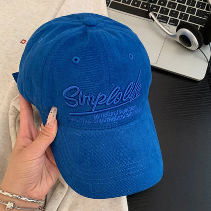 Fashion Solid Color Baseball Hat for Women Cotton Letter Embroidery