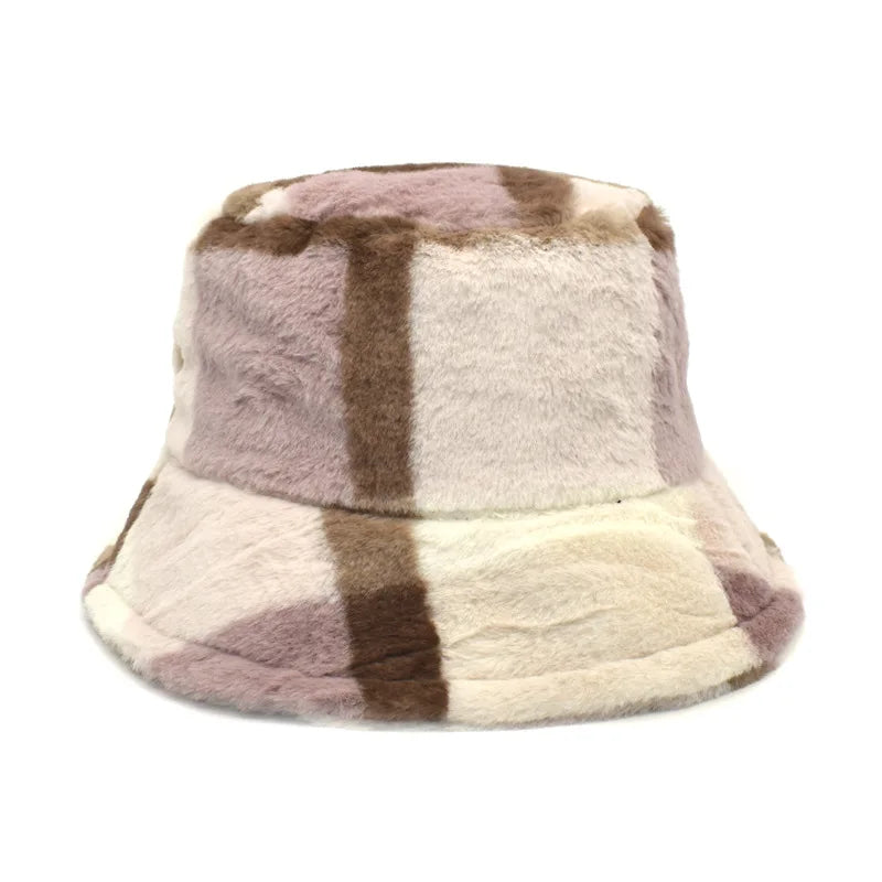 Winter Bucket Hat Women's Fashion Leopard Panama Warm Hats Female Vintage