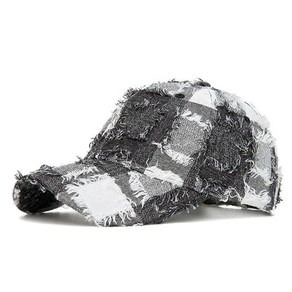 Harajuku Distressed Patchwork Baseball Cap