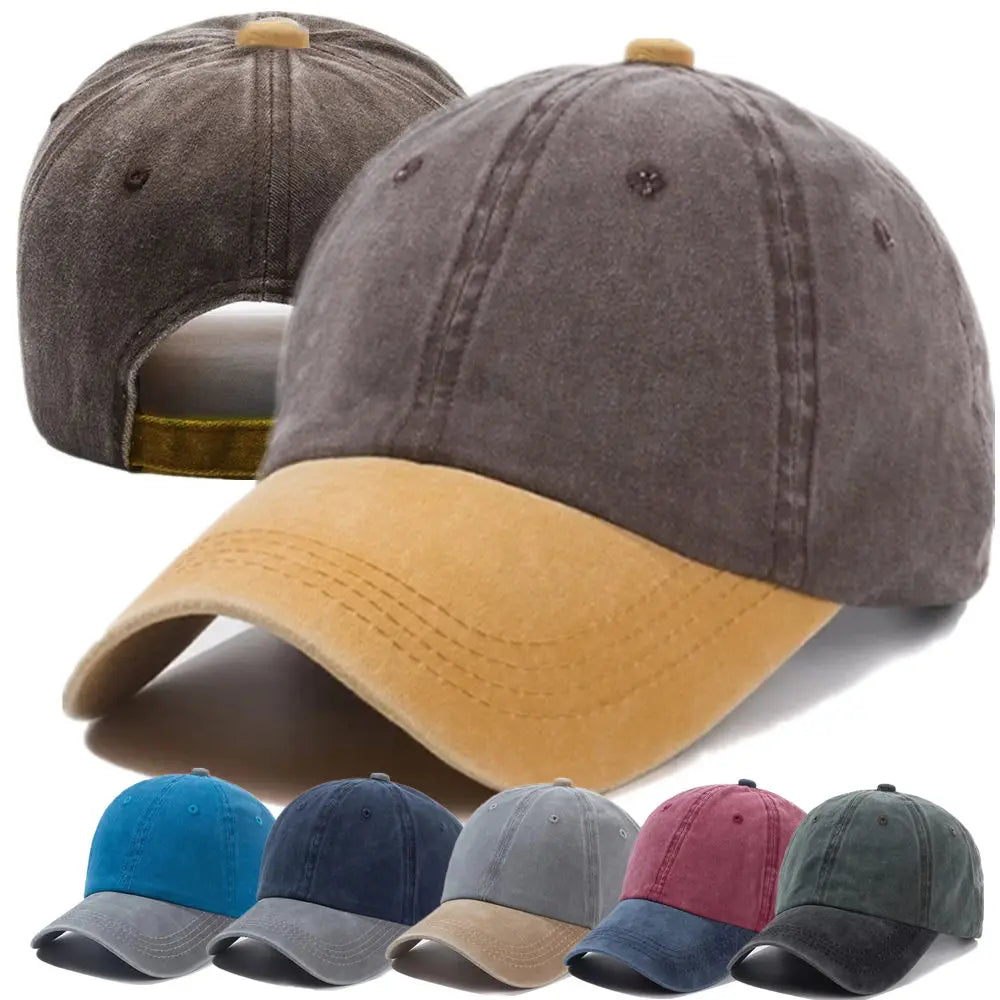 Unisex Cap Two-color Stitching Washed Cotton Baseball Cap Men & Women