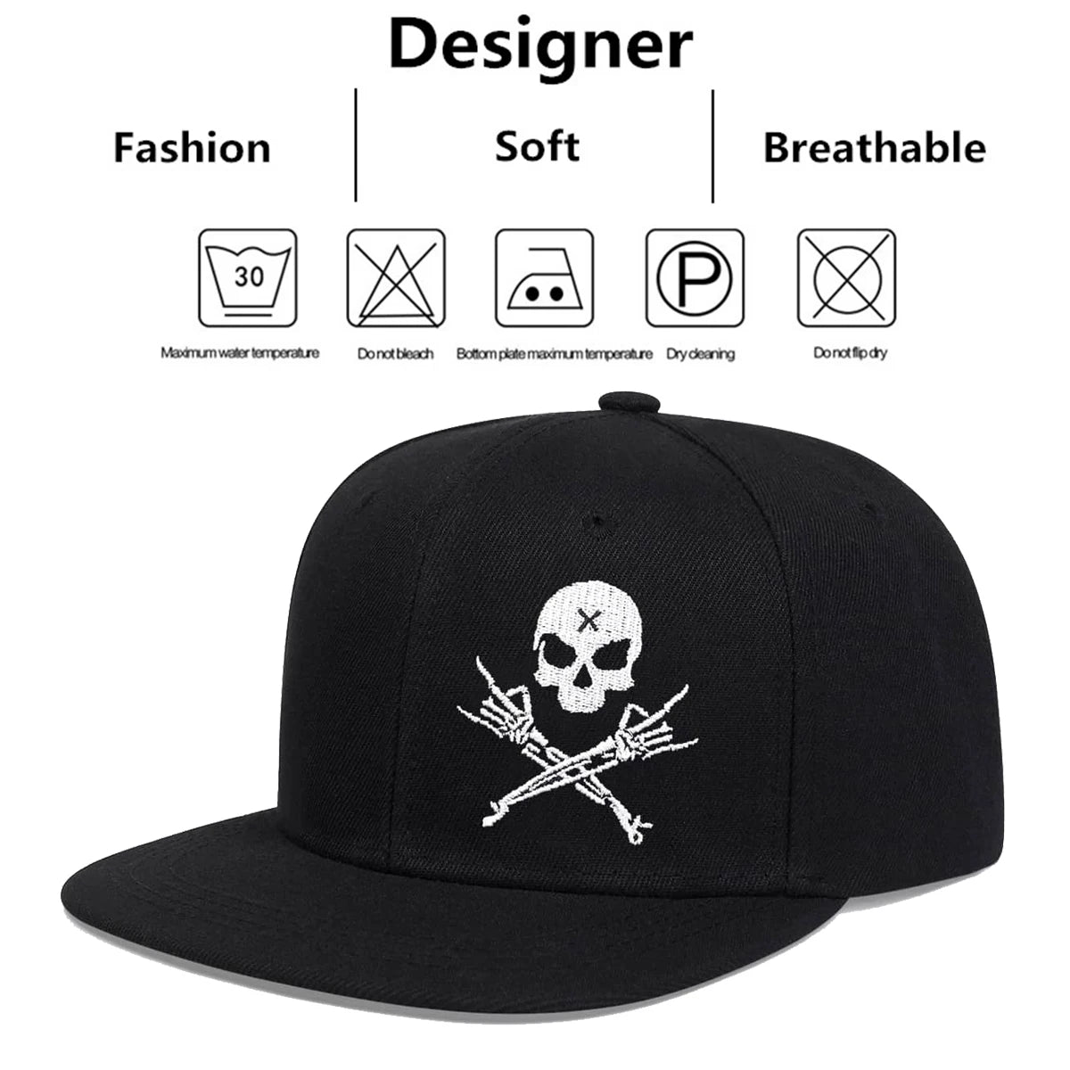 Unisex Skeleton Fingers Embroidery Hip-hop Hats Spring Autumn