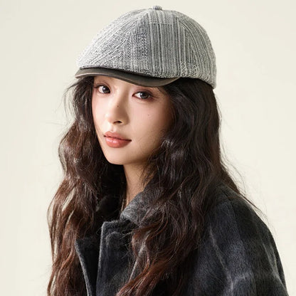 Woman Y2K Harajuku High Street Forward Hats Denim Beret Cap