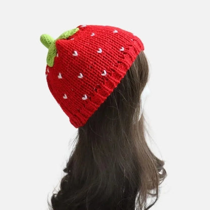 Creative Warm Knitted Fruit Hat Thick Soft Strawberry Pullover Cap