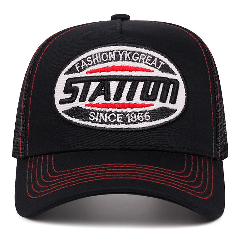 Style Unisex Baseball Cap Classic Station Letter Pattern Mesh Cap Men and Women