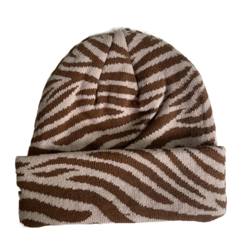 Winter Leopard Knitted Hats For Women Men Outdoor