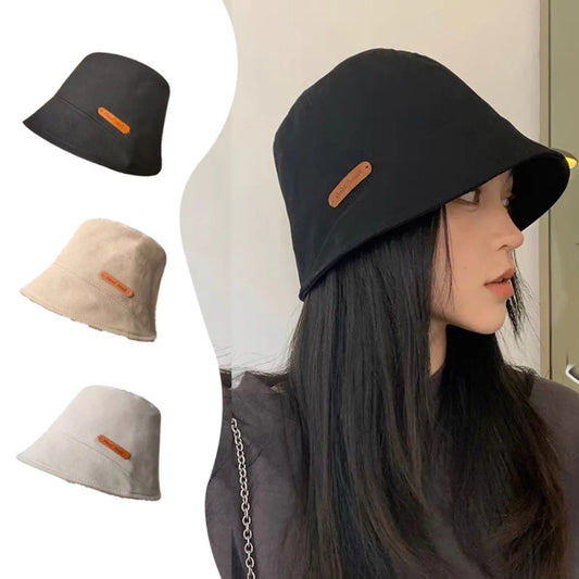 Summer Women Bucket Cap Korean Ins Solid Color Fisherman Cap