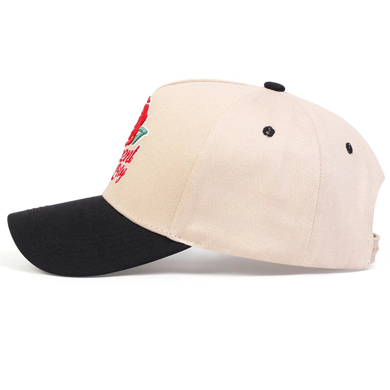 Unisex Rose Letter Embroidery Baseball Caps Spring Autumn