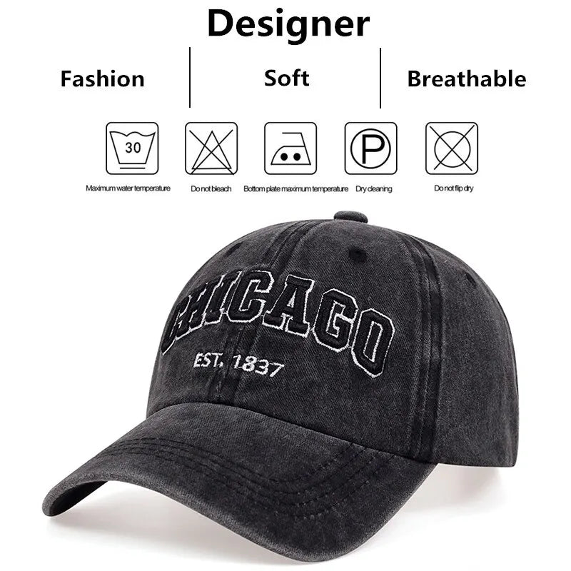 Letter Chicago Baseball Cap Men Women Spring Summer