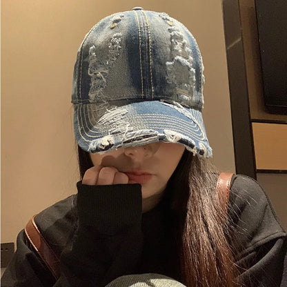 Washed Denim Baseball Cap Women Men