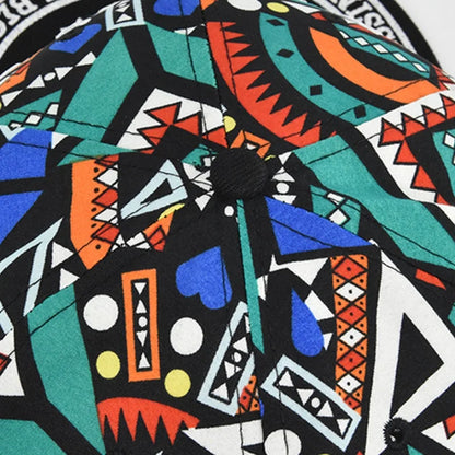 Unisex Colorful Geometric Print Snapback Cap Flat Brim Adjustable Hip Hop Street Baseball Hat Multi Colors Available