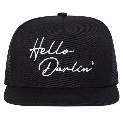 Unisex Hello Darlin Embroidery Hip Hop Net Hats Outdoor Adjustable Sports Casual Sunscreen Hat