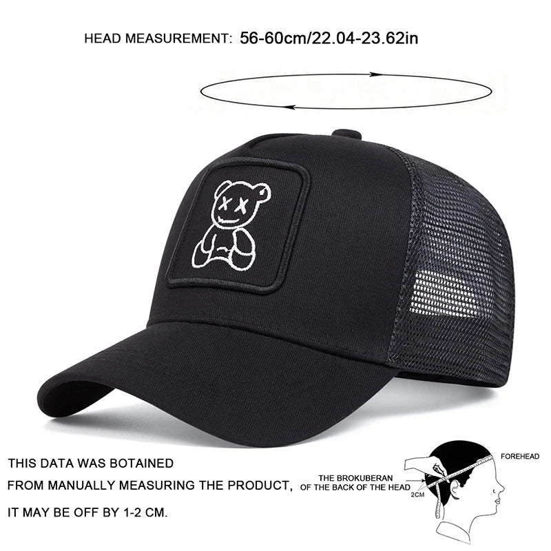 Unisex XX Little Bear Embroidery Baseball Net Caps Spring and Summer
