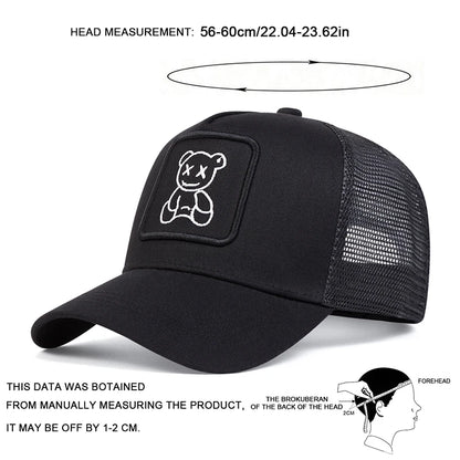 Unisex XX Little Bear Embroidery Baseball Net Caps Spring and Summer