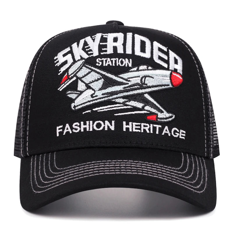 Creative Mesh Hat Skyrider Aircraft Embroidery Baseball Hat