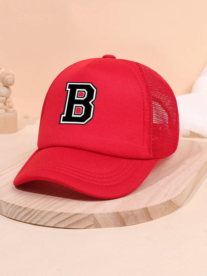 1pc Children's Letter A-Z Sunshade Baseball Cap, Spring and Summer Mesh Breathable