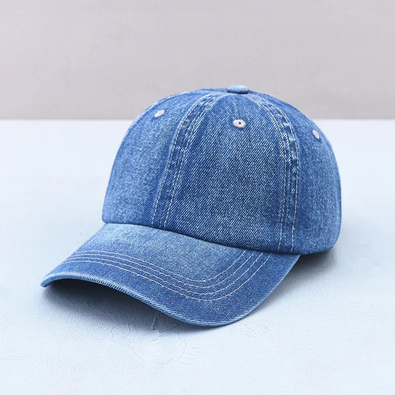 Vintage Solid Baseball Cap Washed Denim Sports Hat Men