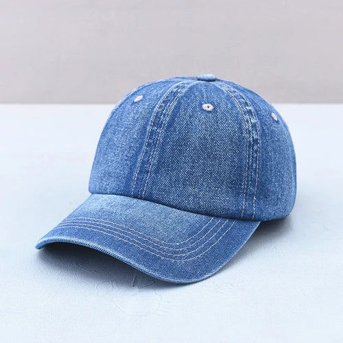 Vintage Solid Baseball Cap Washed Denim Sports Hat Men