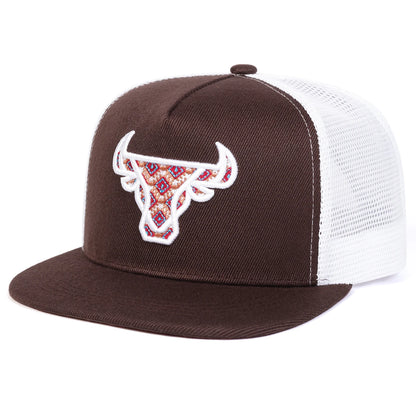 Unisex Ox Head Embroidery Hip Hop Net Hats Spring Summer Outdoor Adjustable Casual Sunscreen Hat Cap