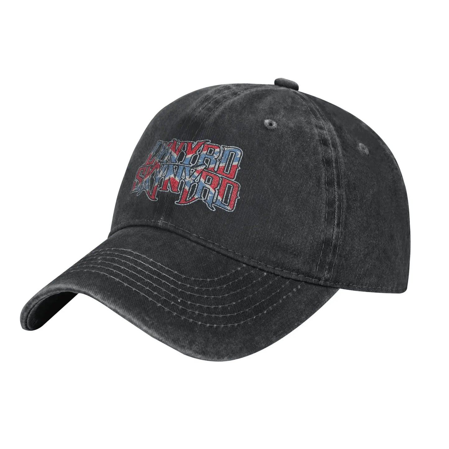 Lynyrded Rock Biker Skynyrded Logo Baseball Caps Distressed Denim Flag US