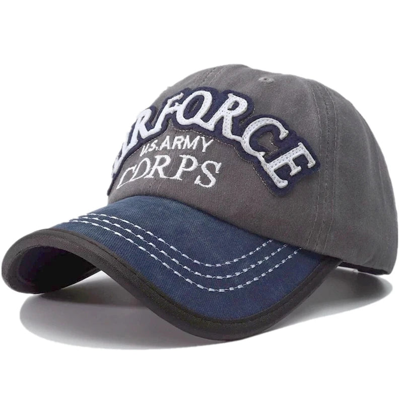 Unisex Cap U.S.ARMY Embroidery Vintage Leather Edging Baseball Cap Men Women