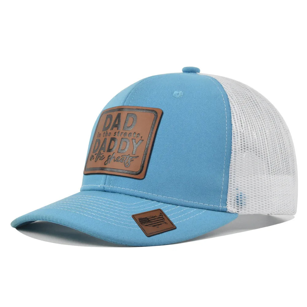 Spring Summer Leather Mesh Baseball Cap Men Women