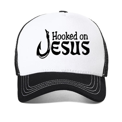 Christian Graphic Baseball Cap Hooked On Jesus & Mark Scripture Print Caps Fashion Casual Hats