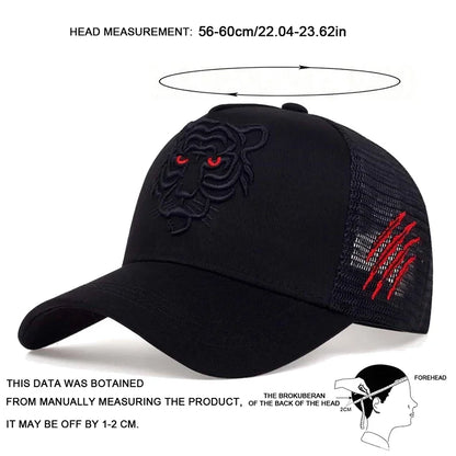 Unisex Tiger Head Embroidery Baseball Net Caps Outdoor Adjustable Casual Hats Sunscreen Hat Sports Cap