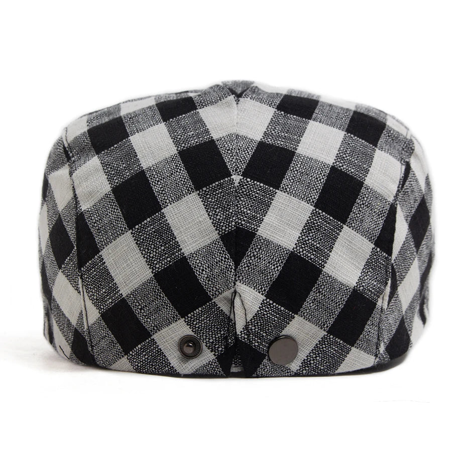 New Fashion Plaid Beret Men Women Vintage Visor Flat Cap
