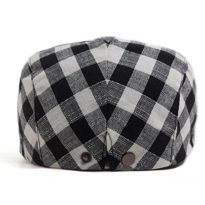 New Fashion Plaid Beret Men Women Vintage Visor Flat Cap