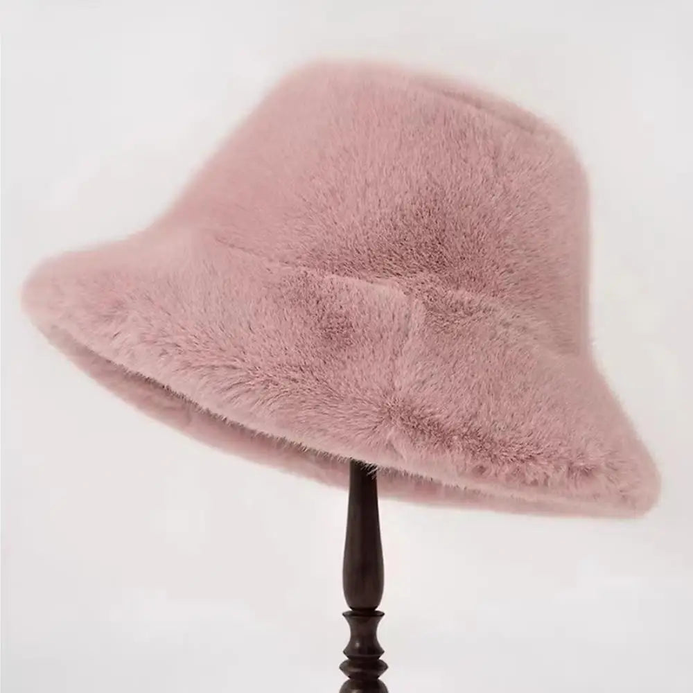 2025 Winter Puffy Faux Fur Bucket Hats Women