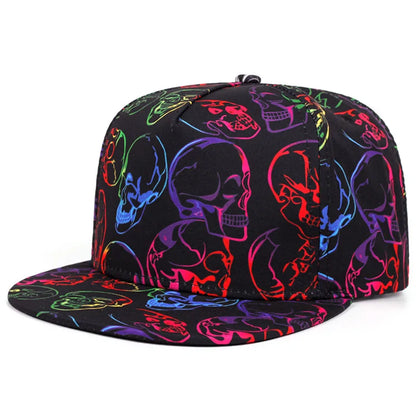 Flat brimmed Hat Printed Skeleton Street Skateboarding Hip Hop Hat