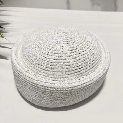 Straw Pillbox Hat Summer Beret Sun Hat