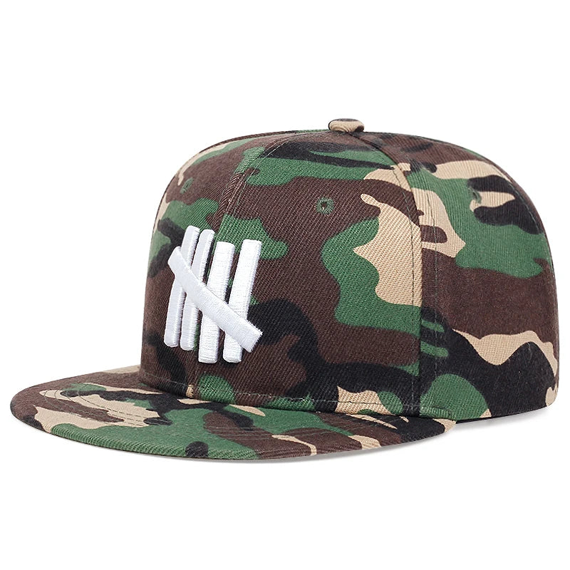 New Five Bar Embroidered Simple Classic Flat Edge Hat Street Hip Hop Hat Outdoor Sunshade Hat Baseball Hat