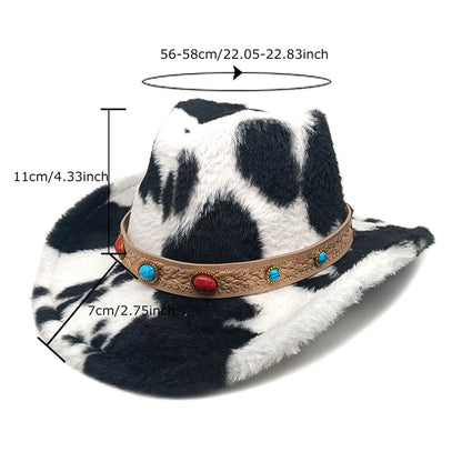 Trendy Fuzzy Cowgirl Hat For Women Men Western Hat