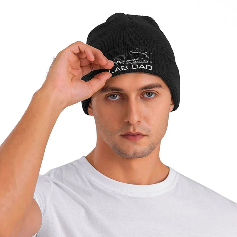 Lab Dad Dog Beanie Hat Knit Winter Cap